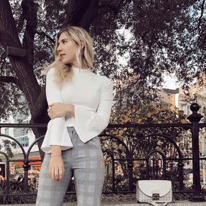 Bell Sleeve Mock Neck Crop Top